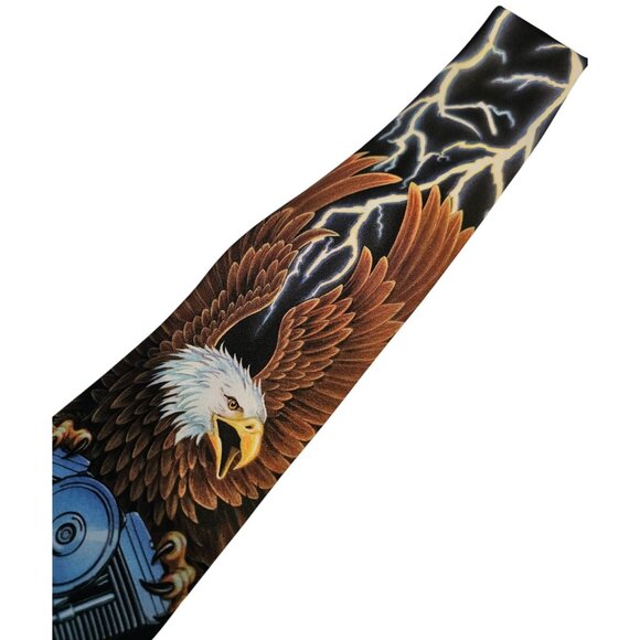 Ralph Marlin Harley Davidson Mens Tie Eagle 1995 Vintage Lightning Bolt Design - Picture 3 of 7